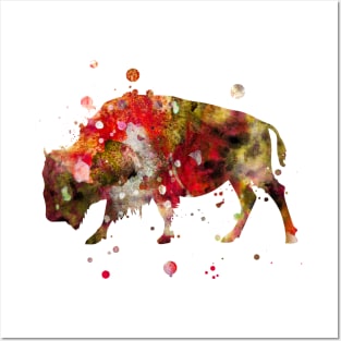 Bison Watercolor Painting Posters and Art